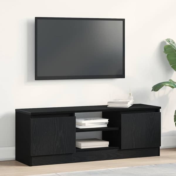 TV-bänk svart ek 102x30x36 cm konstruerat trä