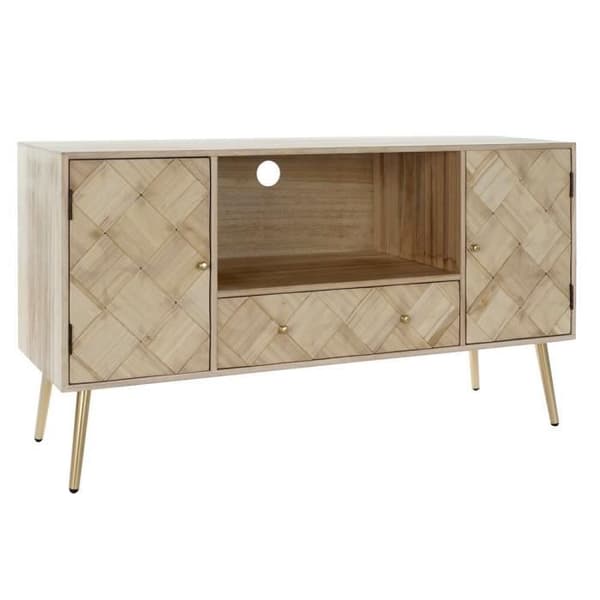 modern stil tv-skåp metall, furu, paulownia 118 cm