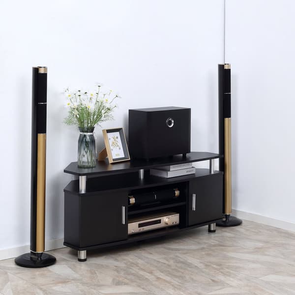 Rootz Contemporary Design TV -penkki - TV -teline - Mediakonsoli - Multi Säilytysvaihtoehdot - 120L x 40W x 52H CM - Musta Chrome