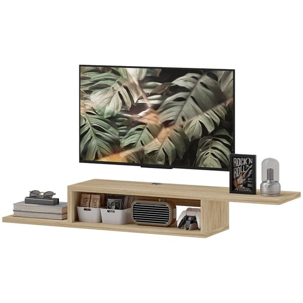 Rootz flytande TV vägghylla - hängande TV -konsol - flytande vägghylla - kabelgrommets - optimera utrymmet - 152,4 cm x 29,8 cm x 21 cm brun
