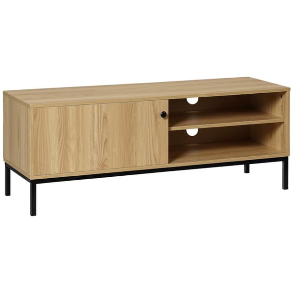 Rootz TV Stand - Entertainment Center - Modern Media Unit - Skjutdörr - 3 fack - 2 kabeluttag - 120L x 39,5W x 46H cm