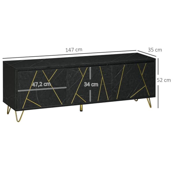 Rootz TV -kaluste -TV -penkki - TV -kaappi - Entertainment Center - Säilytysratkaisu - 147 cm x 35cm x 52cm - kaapelin hallinta