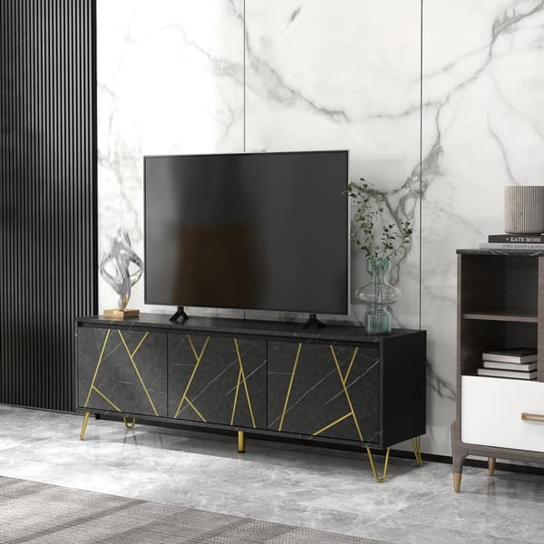 Rootz TV -kaluste -TV -penkki - TV -kaappi - Entertainment Center - Säilytysratkaisu - 147 cm x 35cm x 52cm - kaapelin hallinta