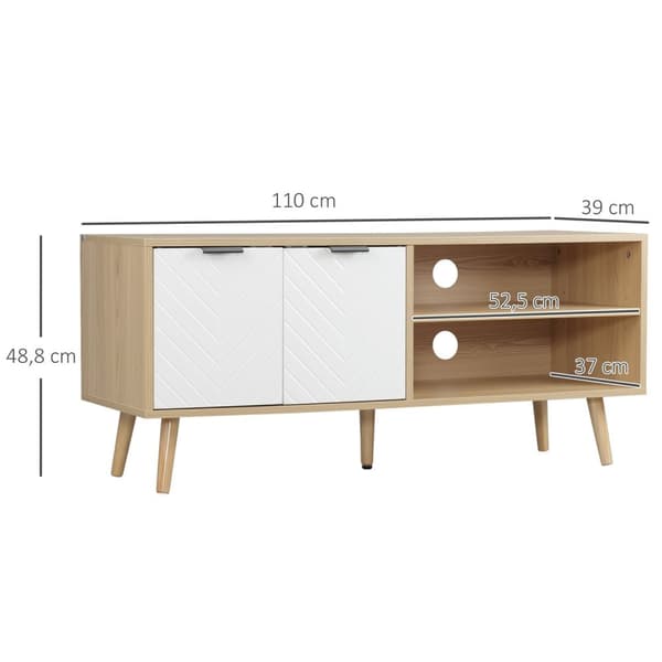 Rootz TV Furniture - Entertainment Center - Mediekonsol - Rigelig opbevaring - 110 x 39 x 48,8 cm