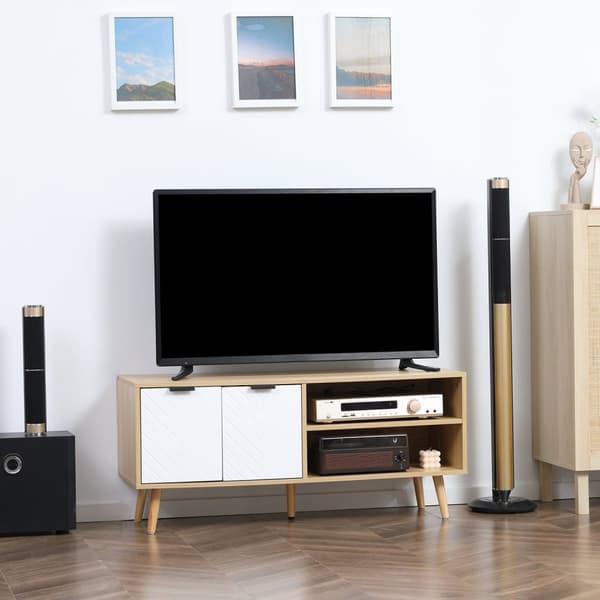 Rootz TV Furniture - Entertainment Center - Mediekonsol - Rigelig opbevaring - 110 x 39 x 48,8 cm