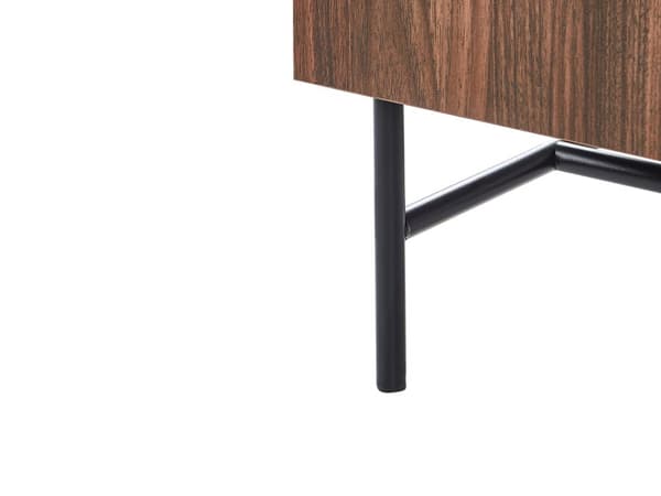 TV-bord mørkt træ spånplade metalben TV-kabinet skænk med 2 døre og skuffe traditionel retrostil