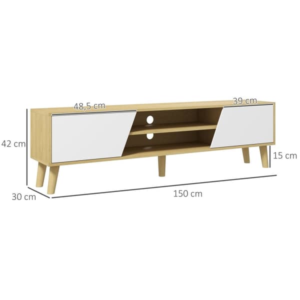 Rootz TV Stand - Scandinavian Lowboard - Entertainment Console - Plenty Storage - 150 x 30 x 42 cm