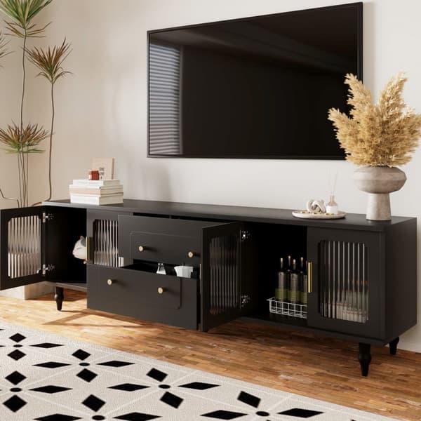 Rootz Retro TV Lowboard - Entertainment Console - Media Unit - Gott lagring - 175 cm x 38 cm x 55,5 cm