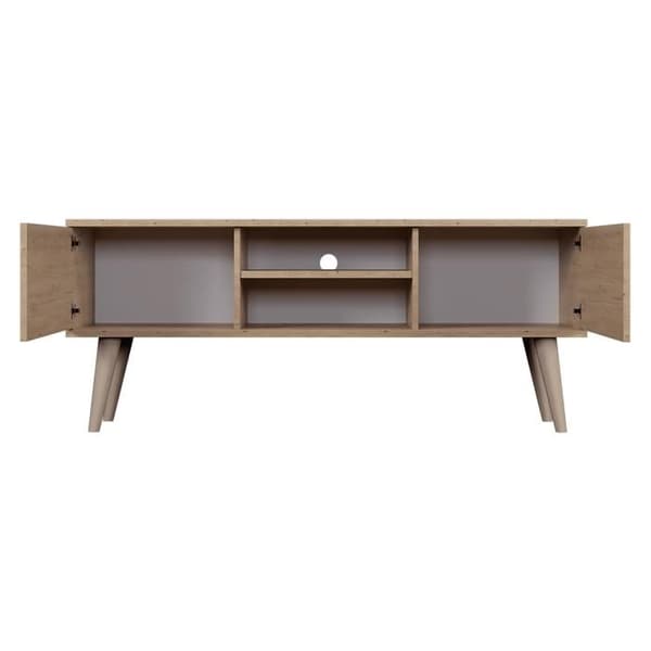 TV-möbel Toronto - Ek - 120 cm - 2 dörrar - 2 hyllor - Ben i massiv bok