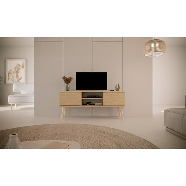 TV-möbel Toronto - Ek - 120 cm - 2 dörrar - 2 hyllor - Ben i massiv bok