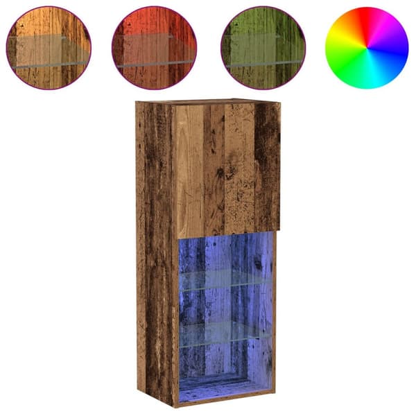 vidaXL TV-kaappi LED-valoilla vanhasta puusta 40,5x30x102 cm