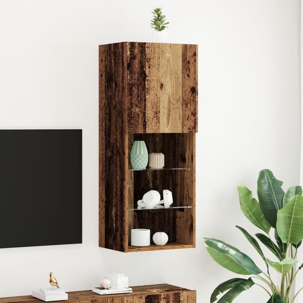vidaXL TV-kaappi LED-valoilla vanhasta puusta 40,5x30x102 cm