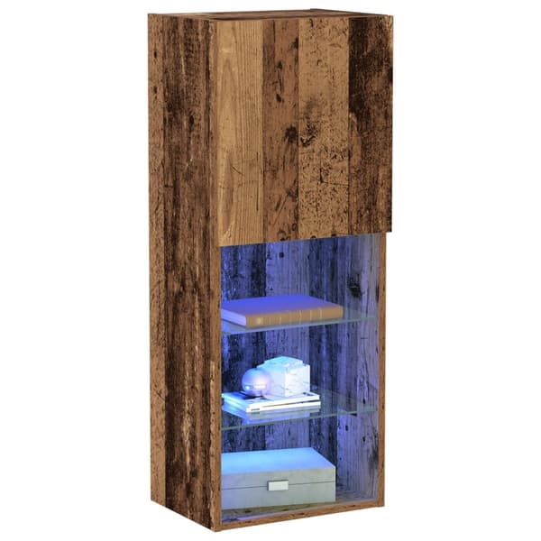 vidaXL TV-kaappi LED-valoilla vanhasta puusta 40,5x30x102 cm