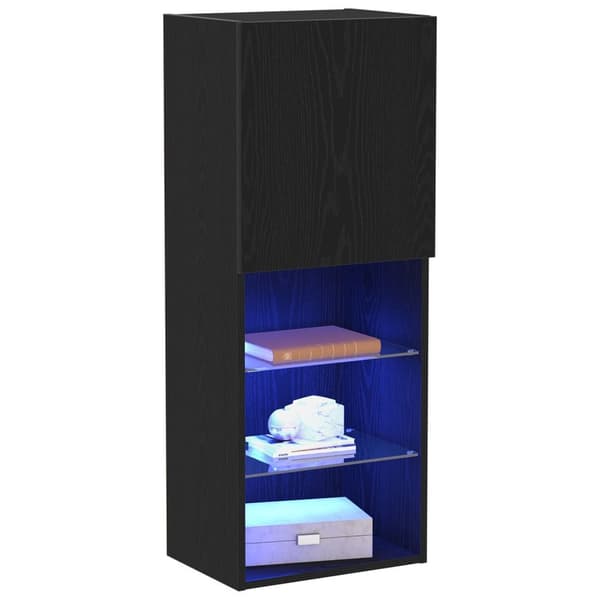 vidaXL TV-benk med LED-lamper Svart Eik 40,5x30x102 cm