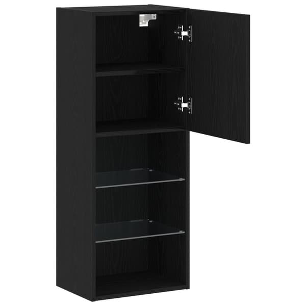 vidaXL TV-benk med LED-lamper Svart Eik 40,5x30x102 cm