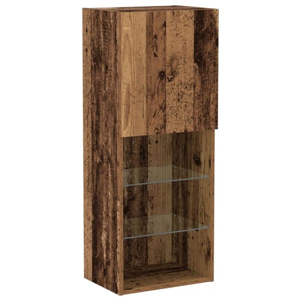 vidaXL TV-benk med LED-lys i gammelt tre 40,5x30x102 cm