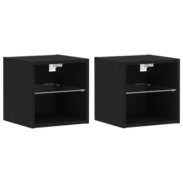 vidaXL LED TV-skap 2 stk Svart Eik 30x28,5x30 cm Ingeniørtre