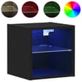 Miniatyrbilde 5 av 11: vidaXL LED TV-skap 2 stk Svart Eik 30x28,5x30 cm Ingeniørtre
