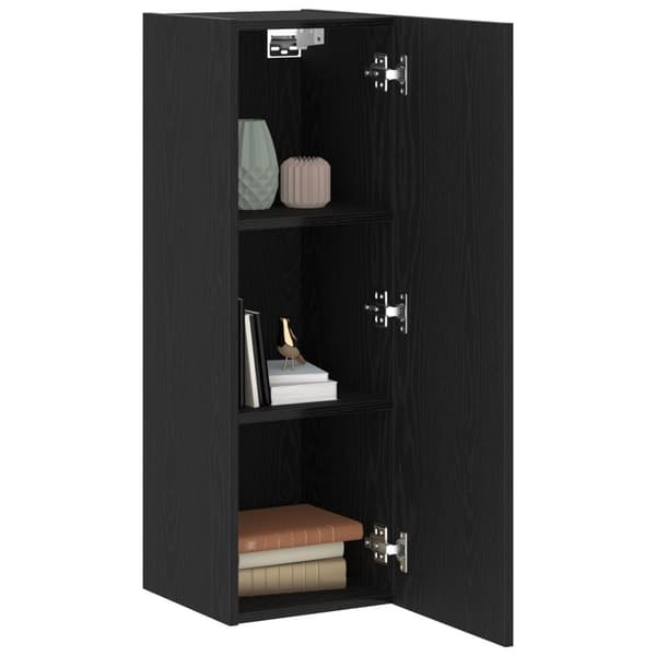 vidaXL TV-skab Sort egetræ Konstrueret træ 30,5 x 30 x 90 cm TV-skab