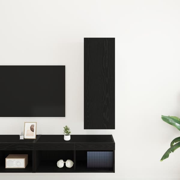 vidaXL TV-skab Sort egetræ Konstrueret træ 30,5 x 30 x 90 cm TV-skab