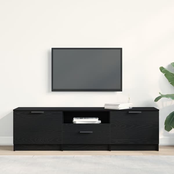 vidaXL TV-skab Sort egetræ Konstrueret træ 140*35*40 TV-skab