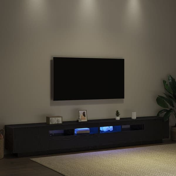 vidaXL TV-skap med LED-lys i svart eik 260x35x40 cm av konstruert tre