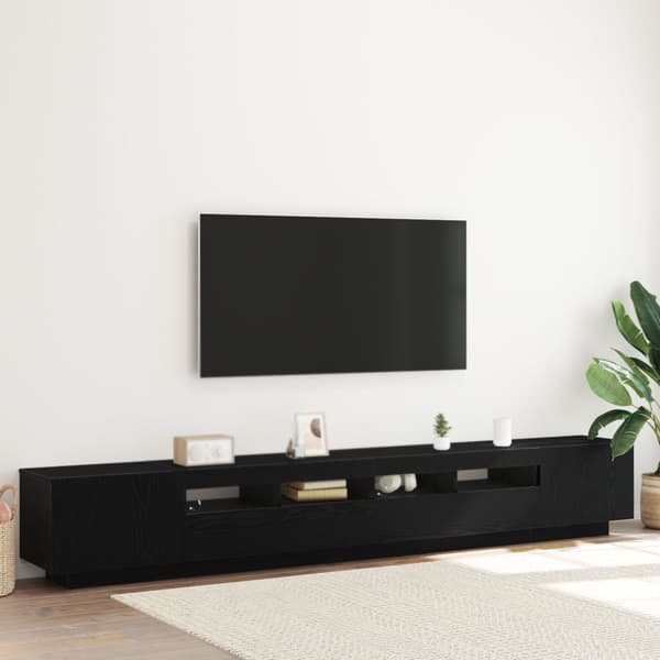 vidaXL TV-skap med LED-lys i svart eik 260x35x40 cm av konstruert tre