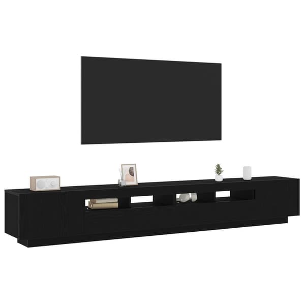 vidaXL TV-skap med LED-lys i svart eik 260x35x40 cm av konstruert tre
