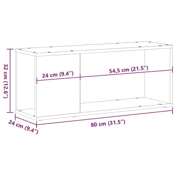 vidaXL TV-bänk Svart ek Konstruerat trä 80 x 24 x 32 cm