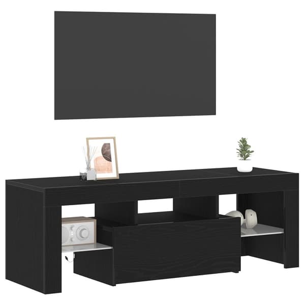 vidaXL TV-skåp Svart Ek Konstruerat trä Medium Rektangulärt Modernt