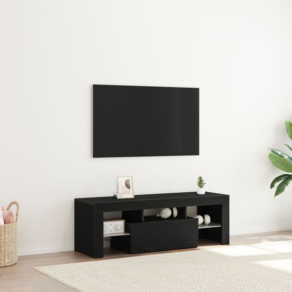 vidaXL TV-skåp Svart Ek Konstruerat trä Medium Rektangulärt Modernt