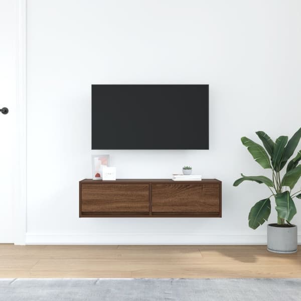 vidaXL TV-kaappi Ruskea Tammi 100x31x25,5 cm Tekninen puu