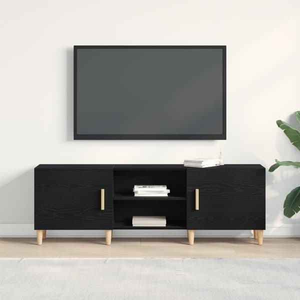 vidaXL TV-bord Svart ek Konstruerat trä 150,2 × 30,3 × 50,2 cm TV-bord
