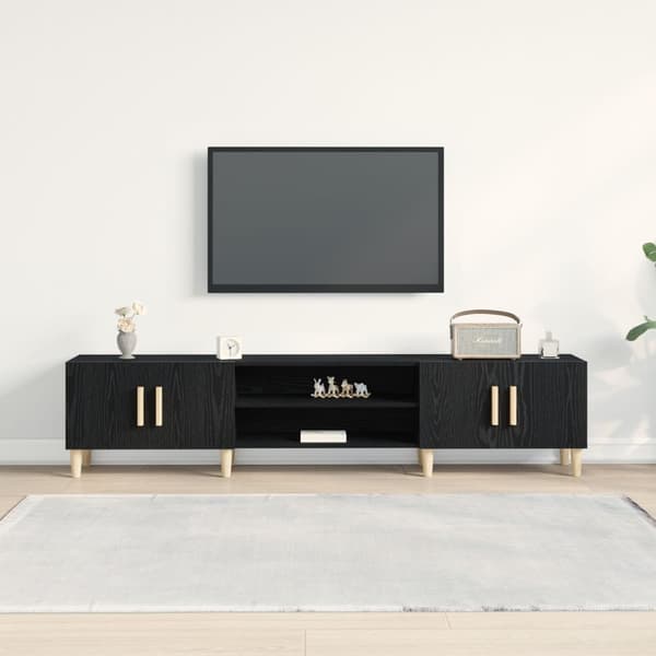vidaXL TV-bänk Svart ek Konstruerat trä Stor TV-bänk Rektangulär