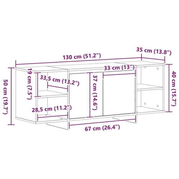 vidaXL TV-bänk Svart ek Konstruerat trä 135x35x56 cm TV-bänk