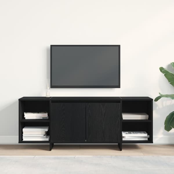vidaXL TV-bänk Svart ek Konstruerat trä 135x35x56 cm TV-bänk