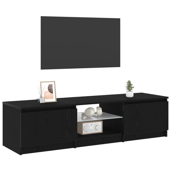 vidaXL TV-benk med LED-lamper i svart eik - 140 x 40 x 35,5 cm - laget av konstruert tre