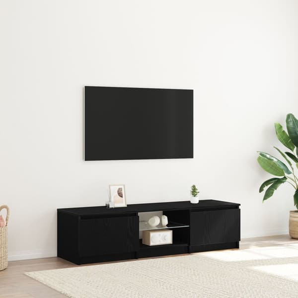vidaXL TV-benk med LED-lamper i svart eik - 140 x 40 x 35,5 cm - laget av konstruert tre