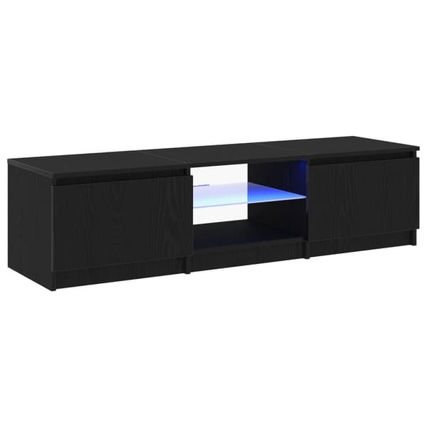 vidaXL TV Skab Sort Egetræ Massivt Egetræ 140 x 40 x 35,5 cm TV Skab