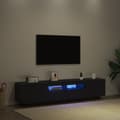 Miniatyrbilde 5 av 11: vidaXL TV-benk med LED-belysning, svart eik, 180x35x40 cm, konstruert tre