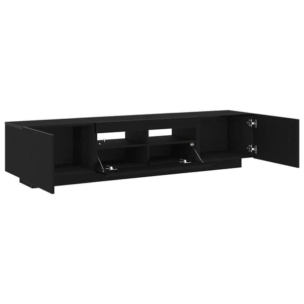 vidaXL TV-benk med LED-belysning, svart eik, 180x35x40 cm, konstruert tre