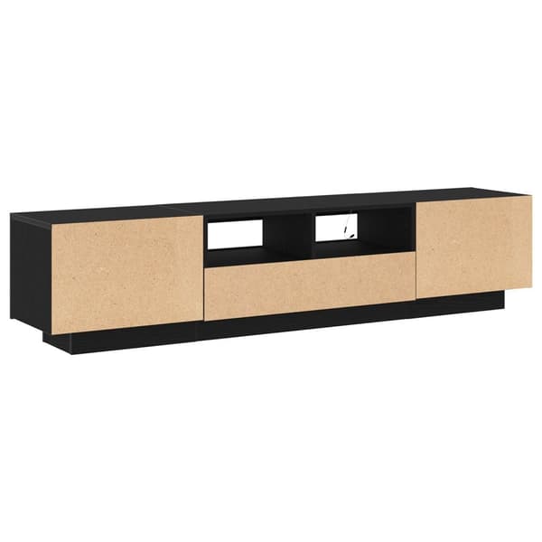 vidaXL TV-benk med LED-belysning, svart eik, 180x35x40 cm, konstruert tre