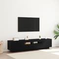 Miniatyrbilde 2 av 11: vidaXL TV-benk med LED-belysning, svart eik, 180x35x40 cm, konstruert tre