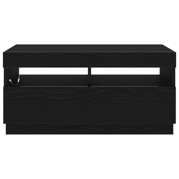 vidaXL TV-benk med LED-lamper, svart eik, 80x35x40 cm, laget av tre