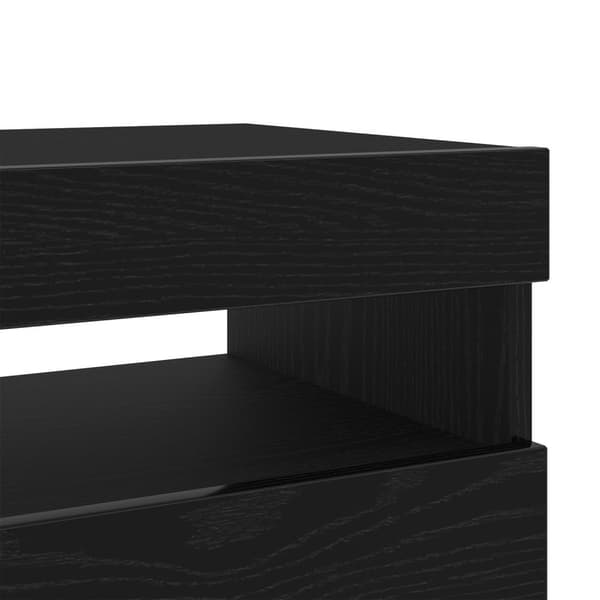vidaXL TV-benk med LED-lamper, svart eik, 80x35x40 cm, laget av tre