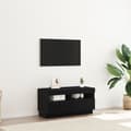 Miniatyrbilde 2 av 11: vidaXL TV-benk med LED-lamper, svart eik, 80x35x40 cm, laget av tre