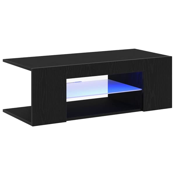 vidaXL TV-benk med LED-lamper, svart eik, 90x39x30 cm, laget av tre