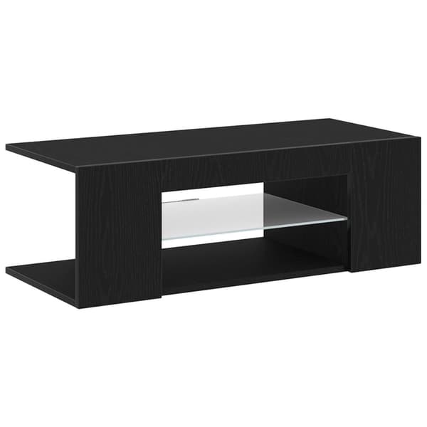 vidaXL TV-benk med LED-lamper, svart eik, 90x39x30 cm, laget av tre