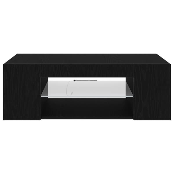 vidaXL TV-benk med LED-lamper, svart eik, 90x39x30 cm, laget av tre