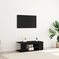Miniatyrbilde 2 av 11: vidaXL TV-benk med LED-lamper, svart eik, 90x39x30 cm, laget av tre